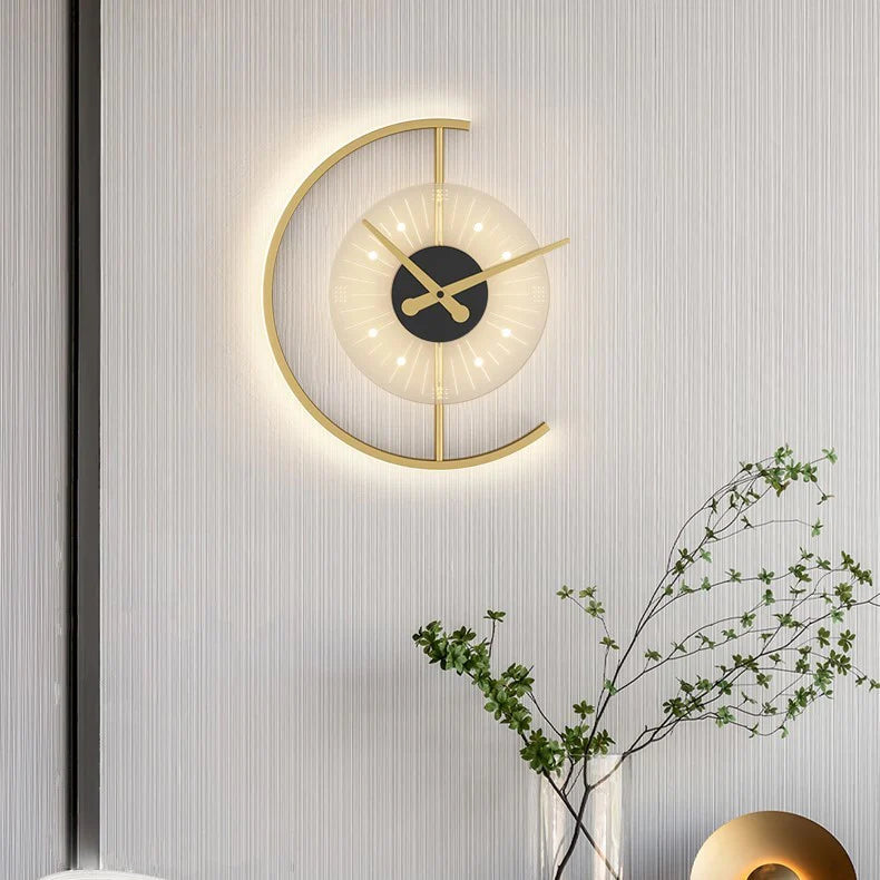 Zeitgenössische Nordic Eisen Acryl Uhr Design LED Wand Leuchte Lampe Für Wohnzimmer 