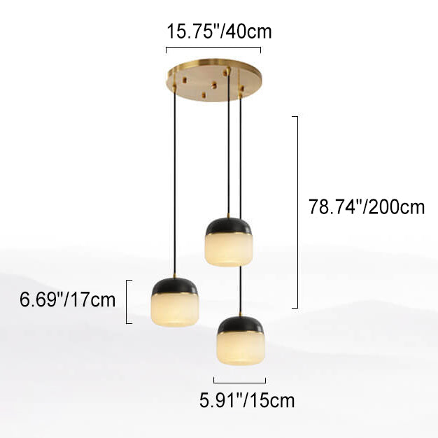 New Chinese Modern Round Lucite Copper 1/3 Light Chandelier