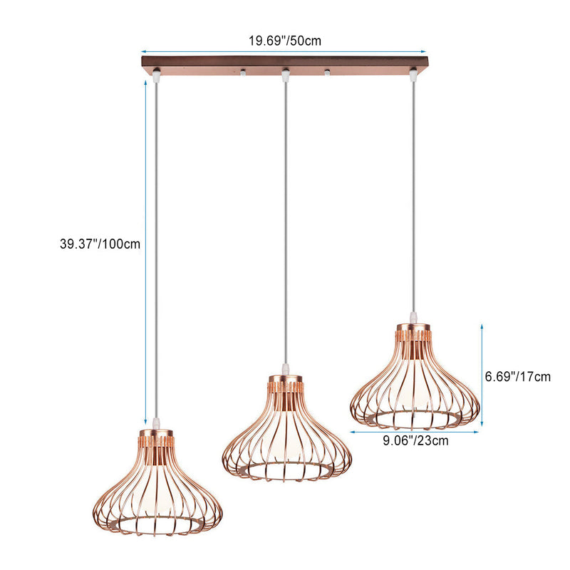 Zeitgenössische Nordic Line Kürbis Eisen 1/3 Licht Insel Licht Kronleuchter für Esszimmer 