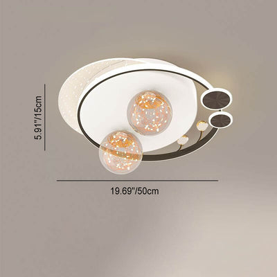 Contemporary Nordic Iron Acrylic Elliptical Star LED Semi-Flush Mount Ceiling Light For Bedroom