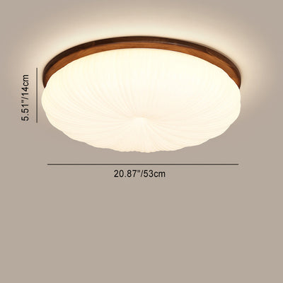 Modern Minimalist Flower Round Walnut Acrylic LED Flush Mount Ceiling Light For Living Room