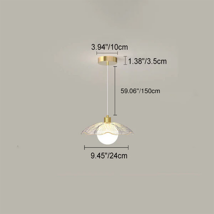 Modern Minimalist Glass Flower Design Iron 1-Light Pendant Light For Living Room
