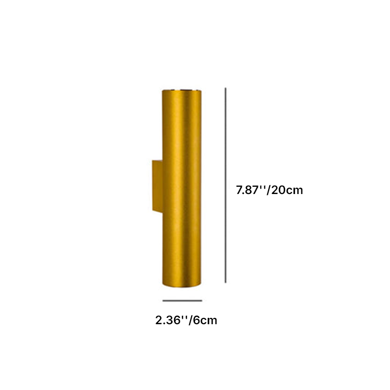 Modern Minimalist Round Aluminum Cylindrical 2-Light Wall Sconce Lamp For Bedroom