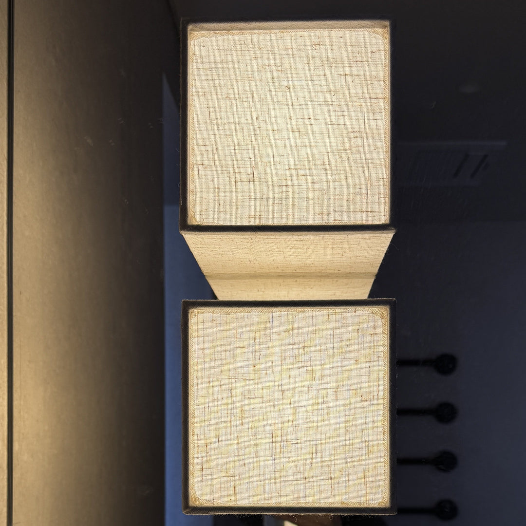 Traditional Japanese Square Fabric Shade LED Wall Sconce Lamp For Living Room