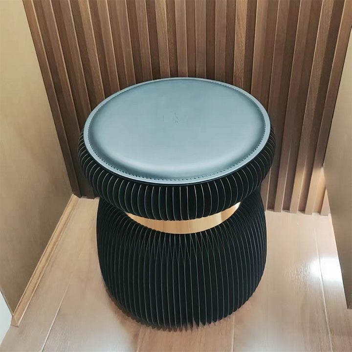 Moderner Art Deco Kraftpapier Acryl Metall PU Leder Runder Faltbarer Hocker Für Eingang &amp; Wohnzimmer 