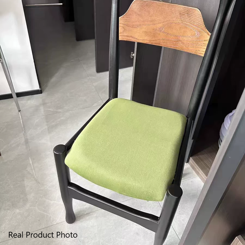 Silla de comedor cuadrada cilíndrica de madera maciza con tapizado Sherpa de estilo chino tradicional y respaldo para comedor 