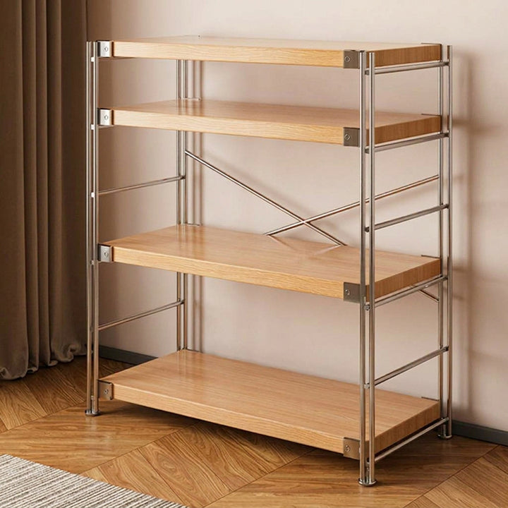 Modern Multi-Tier Storage Shelving Unit With Particleboard Shelves &amp; Carbon Steel Frame - Open Storage Shelf For Living Room, Bedroom &amp; Home Office