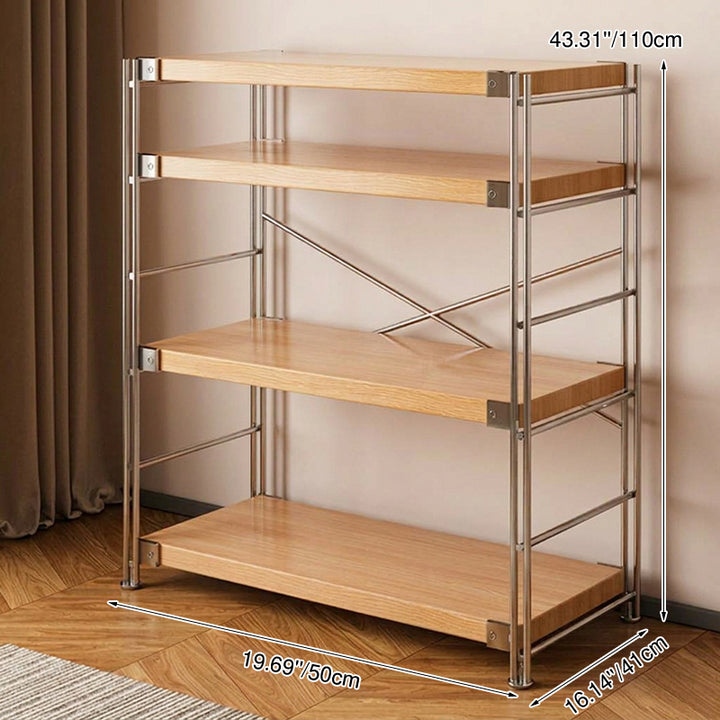 Modern Multi-Tier Storage Shelving Unit With Particleboard Shelves &amp; Carbon Steel Frame - Open Storage Shelf For Living Room, Bedroom &amp; Home Office