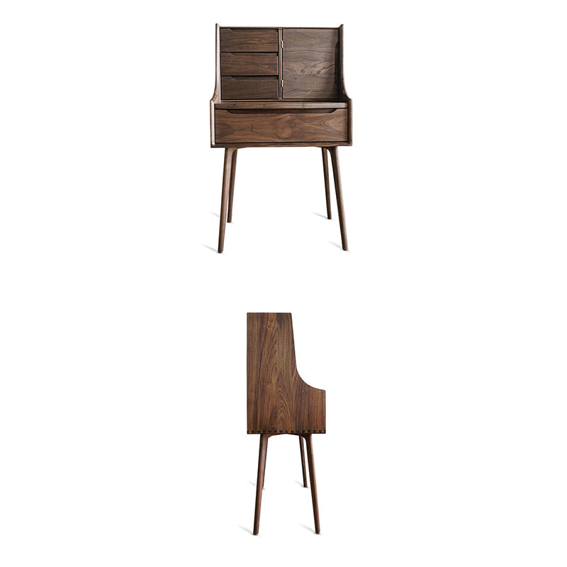 Table de nuit rectangulaire en bois chinois traditionnel à 5 tiroirs pour chambre à coucher 