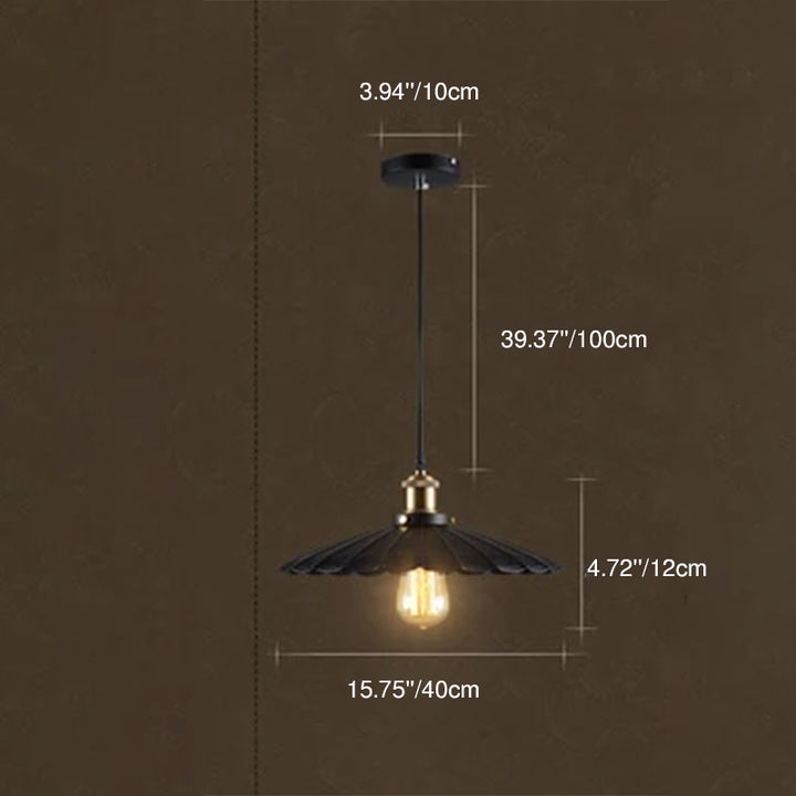 Contemporary Industrial Iron Scalloped Shade 1-Light Pendant Light For Living Room &amp; Dining Room