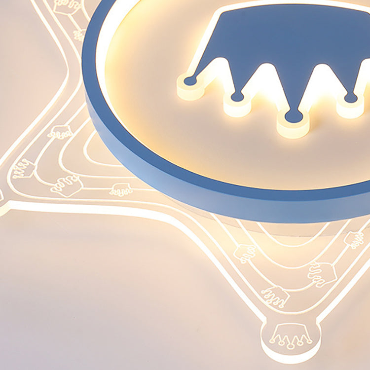 Moderne Art Deco Crown Runde Pentagon Acryl Eisen LED Unterputz Deckenleuchte für Wohnzimmer 