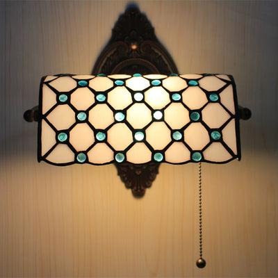 Tiffany Lucite Beads Stained Glass 1-Light Wall Sconce Lamp