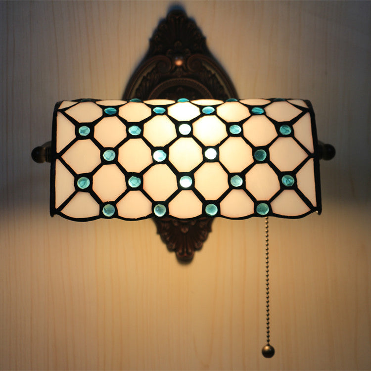 Tiffany Lucite Beads Stained Glass 1-Light Wall Sconce Lamp