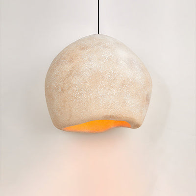 Traditional Japanese Irregular Imitation Stone 1-Light Pendant Light For Living Room