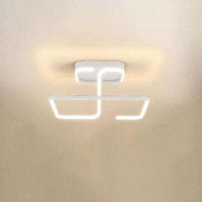 Modern Minimalist Lines Rectangular Iron Acrylic LED Flush Mount Ceiling Light