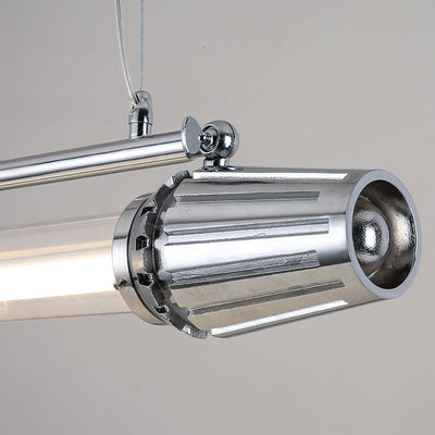 Zeitgenössischer Industrieller Streifen Aluminium Acryl LED Insel Licht Kronleuchter Für Esszimmer 