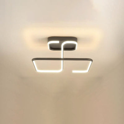 Modern Minimalist Lines Rectangular Iron Acrylic LED Flush Mount Ceiling Light