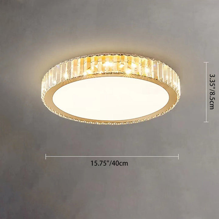 Plafonnier LED en acier inoxydable rond minimaliste moderne avec cristal pour salon 