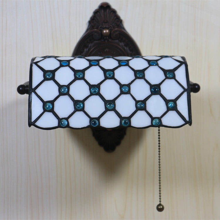 Tiffany Lucite Beads Stained Glass 1-Light Wall Sconce Lamp