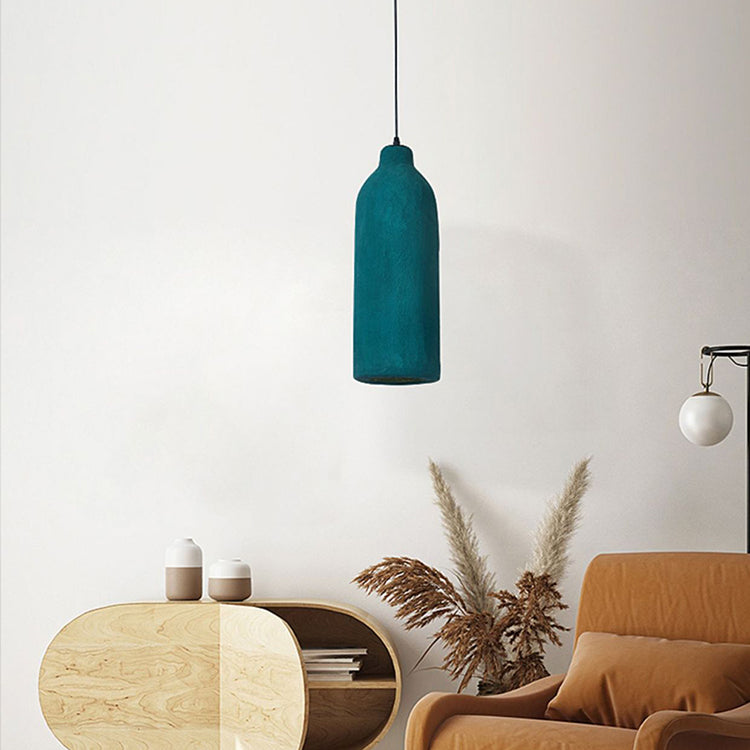 Contemporary Scandinavian Polystyrene Bottle 1-Light Pendant Light For Dining Room