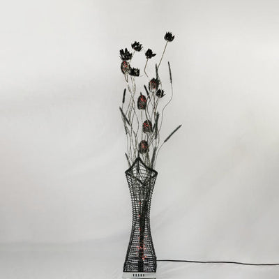 Rustic Romantic Handmade Lotus Flower Cluster Aluminum Frame LED Standing Floor Lamp