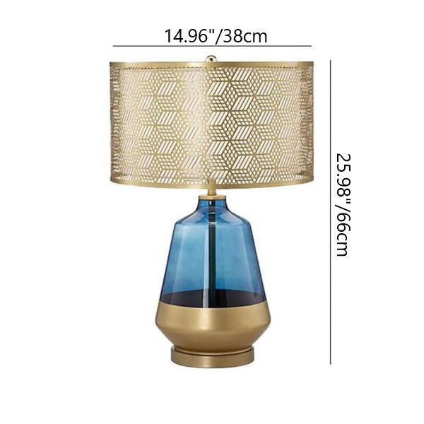 Modern Luxury Blue Glass Bottle Metal Lamp Shade 1-Light Table Lamp for Bedroom