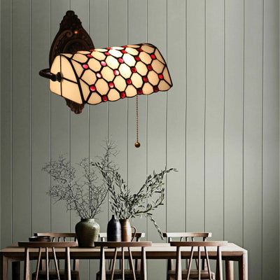 Tiffany Lucite Beads Stained Glass 1-Light Wall Sconce Lamp