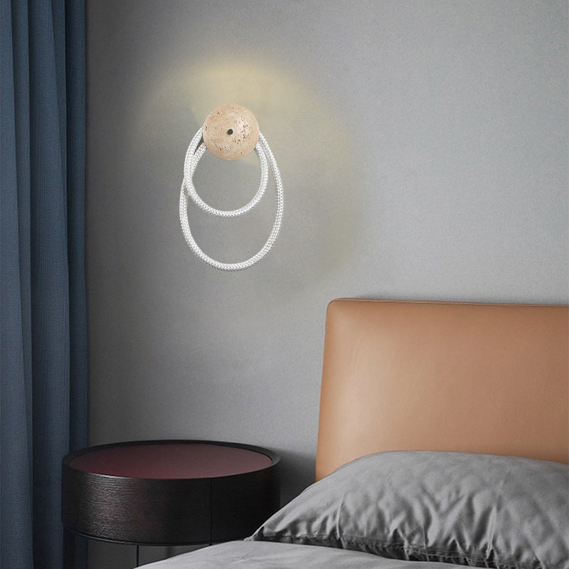 مصباح حائط LED بتصميم لولبي حجري عصري من الألياف البصرية المنسوجة الاسكندنافية الفاخرة لغرفة النوم 