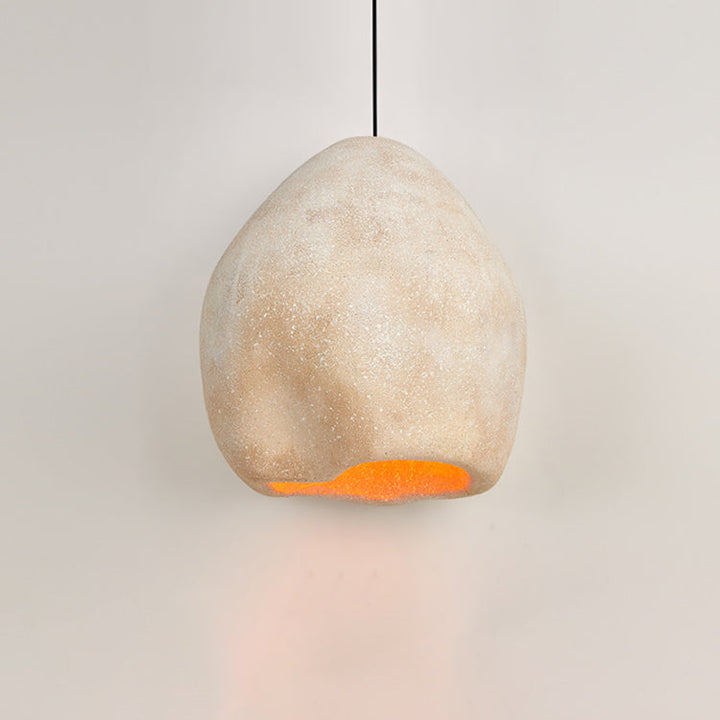 Lámpara colgante de 1 luz de imitación de piedra irregular japonesa tradicional para sala de estar 