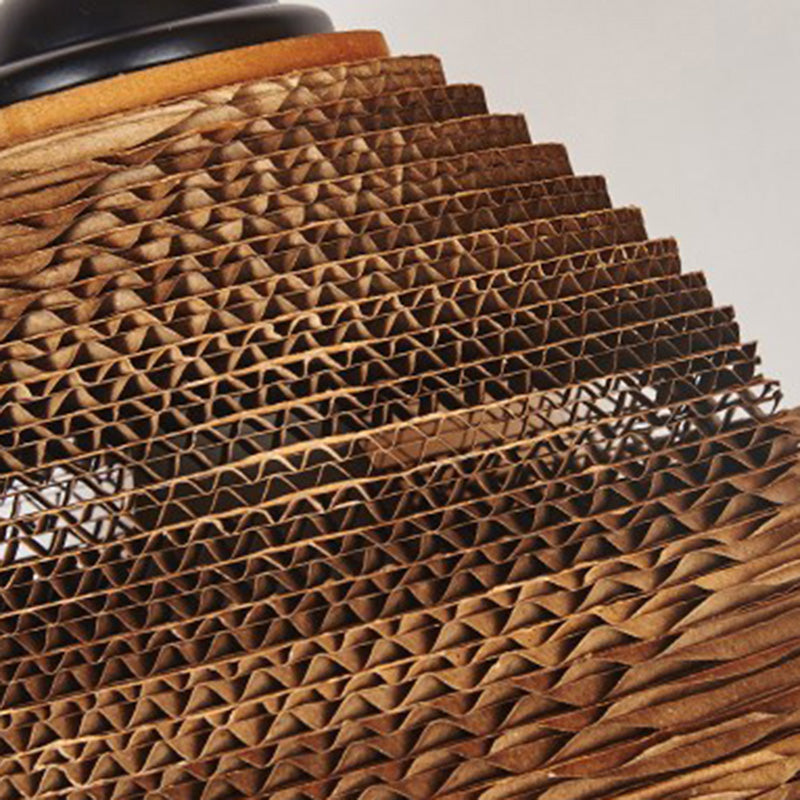 Zeitgenössische Retro Papier elliptische sphärische Glocke Trapez Halbkreis polygonale 1-Licht Pendelleuchte für Esszimmer 