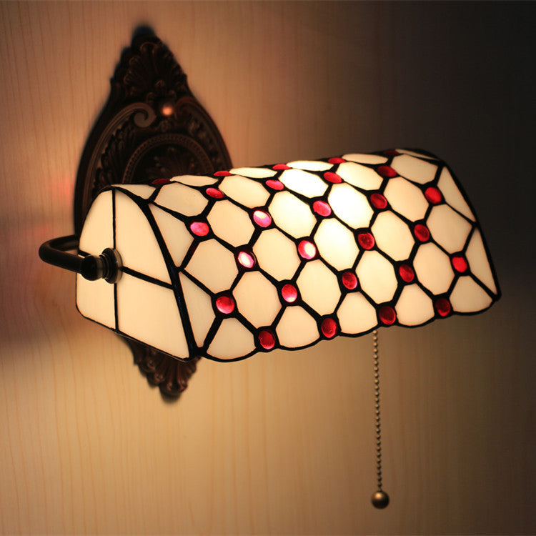 Tiffany Lucite Beads Stained Glass 1-Light Wall Sconce Lamp