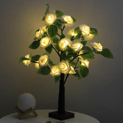 Christmas Decorative Plastic Tree Light Rose Decorative LED Table Lamp