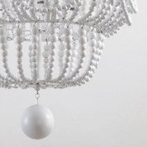 Lustre traditionnel rustique lanterne sphérique en fer et perles de bois à 4 lumières pour salon 