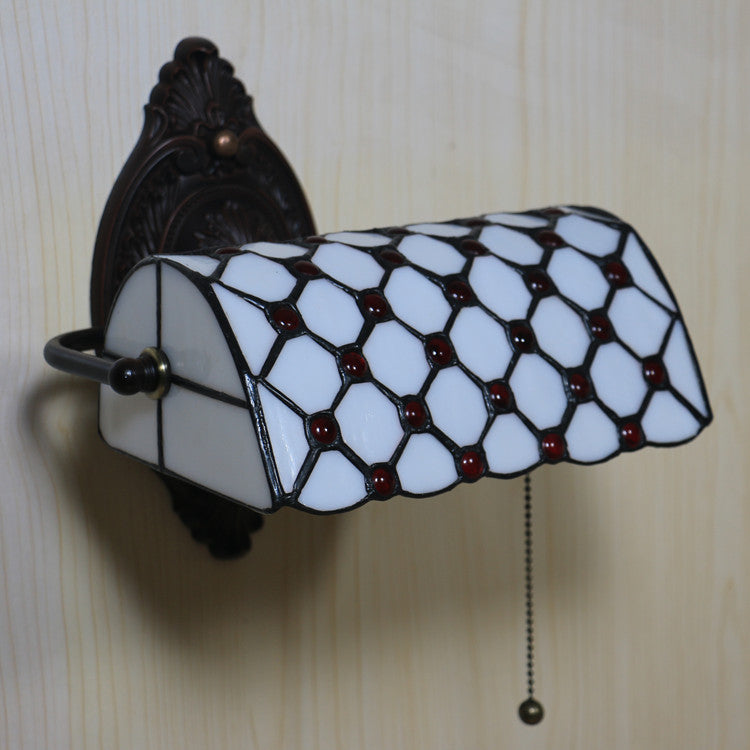 Tiffany Lucite Beads Stained Glass 1-Light Wall Sconce Lamp