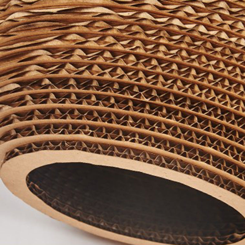 Zeitgenössische Retro Papier elliptische sphärische Glocke Trapez Halbkreis polygonale 1-Licht Pendelleuchte für Esszimmer 