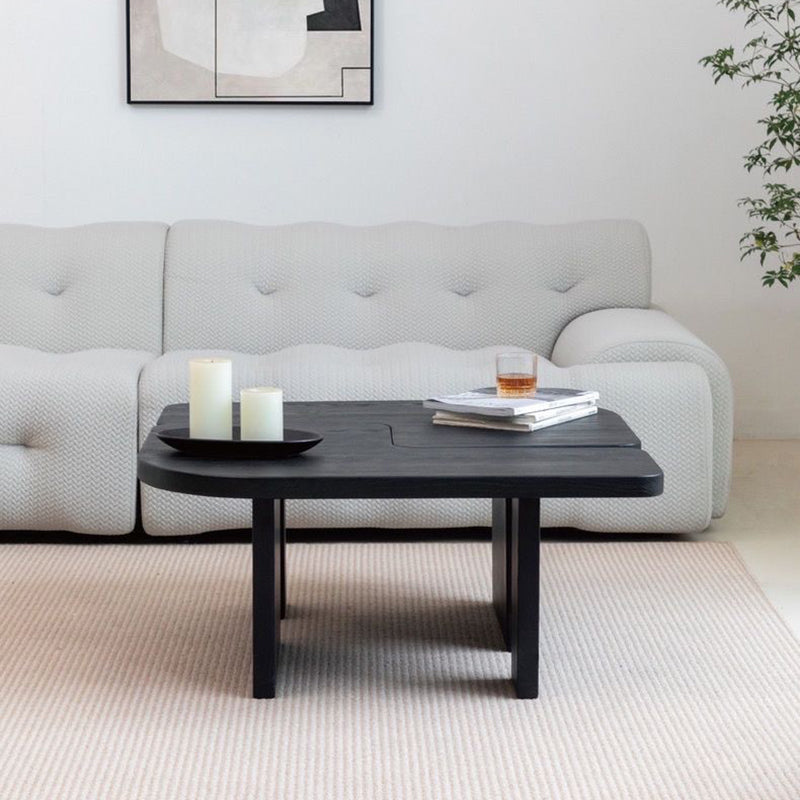 Mesa Auxiliar Rectangular Tradicional Japonesa de Pino de 1 Nivel para Sala de Estar 