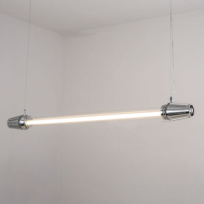 Zeitgenössischer Industrieller Streifen Aluminium Acryl LED Insel Licht Kronleuchter Für Esszimmer 