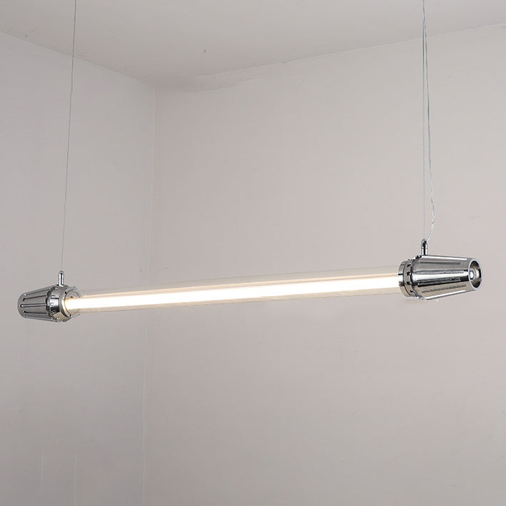 Zeitgenössischer Industrieller Streifen Aluminium Acryl LED Insel Licht Kronleuchter Für Esszimmer 
