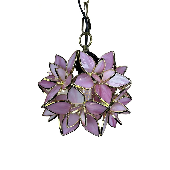Traditionelle Tiffany Runde Blume Ball Zink Buntglas 1-Licht Pendelleuchte für Wohnzimmer 