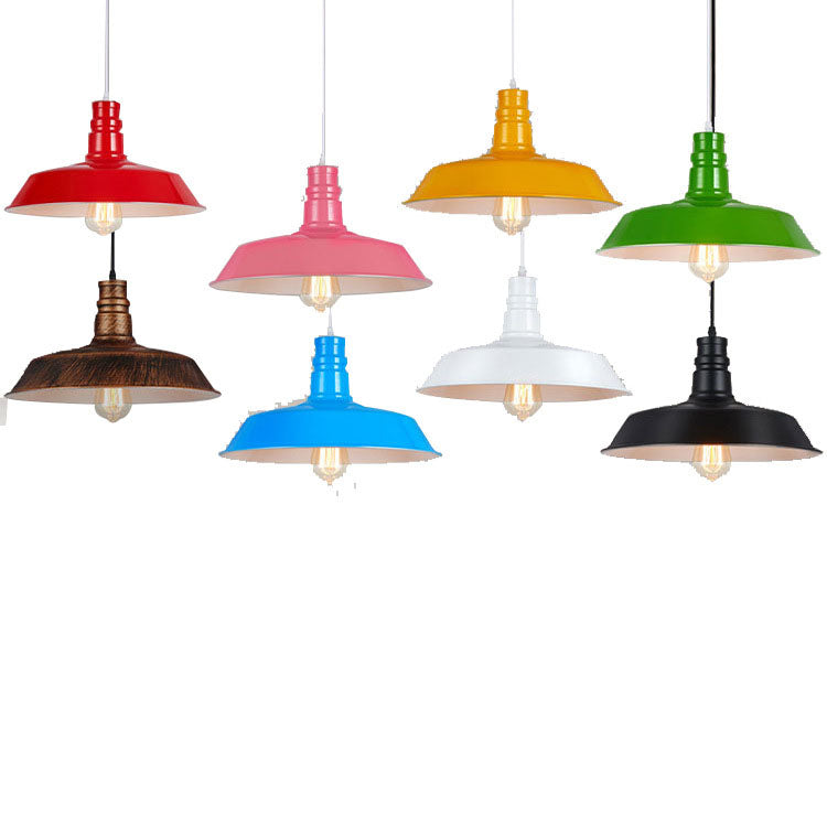 Lustre suspendu contemporain en fer rond industriel à 1 lumière pour salon 