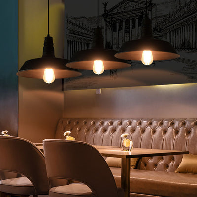 Lustre suspendu contemporain en fer rond industriel à 1 lumière pour salon 