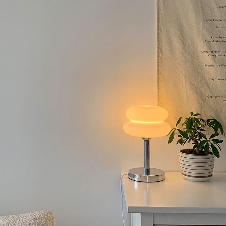 Lampe de table LED en verre et fer USB champignon rond créatif contemporain pour salon 