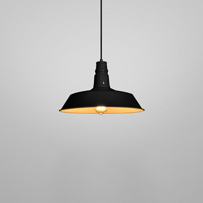 Lustre suspendu contemporain en fer rond industriel à 1 lumière pour salon 