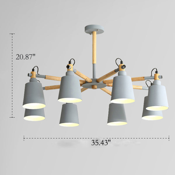 Nordische moderne Mode kreative Massivholz Macaron 3/6/8 Lichter Kronleuchter 