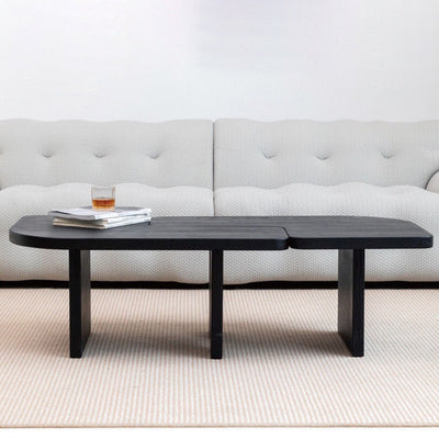 Mesa Auxiliar Rectangular Tradicional Japonesa de Pino de 1 Nivel para Sala de Estar 