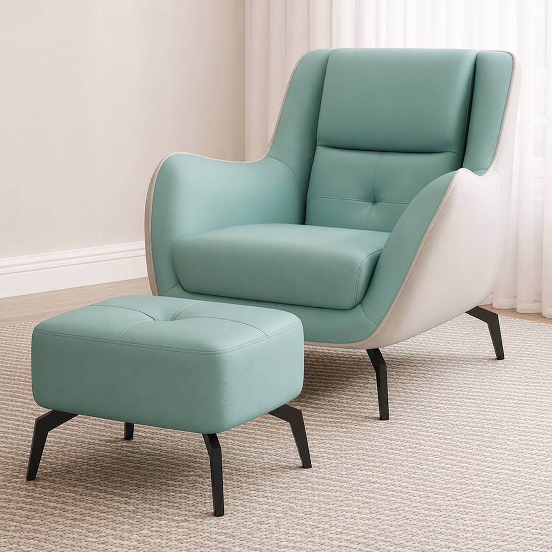Contemporary Scandinavian Square Synthetic Fabric Upholstered Accent Chair Backrest Armrest For Living Room