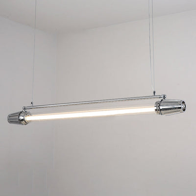 Zeitgenössischer Industrieller Streifen Aluminium Acryl LED Insel Licht Kronleuchter Für Esszimmer 