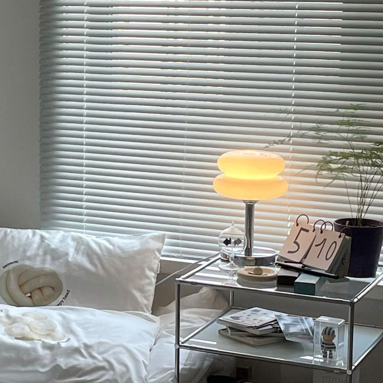 Lampe de table LED en verre et fer USB champignon rond créatif contemporain pour salon 
