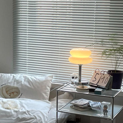 Zeitgenössische kreative runde Pilz USB Glas Eisen LED Tischlampe für Wohnzimmer 