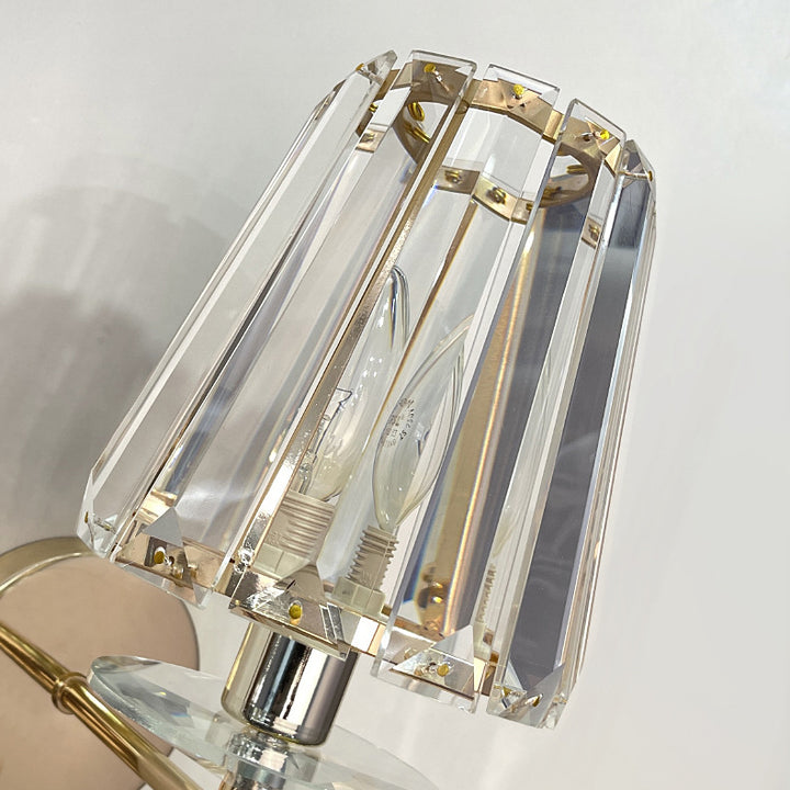 Modern Luxury Metal Iron Stainless Steel Crystal Ball Cylinder 1-Light Wall Sconce Lamp For Bedside